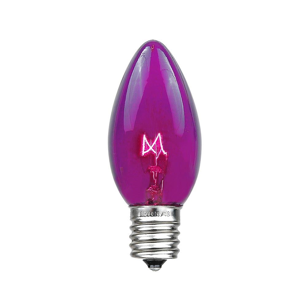 Novelty Lights Purple C9 Incandescent Traditional Vintage Christmas Replacement Bulbs 25 Pack